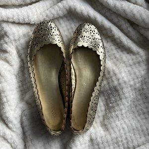 Coach Eyelet Gold Flats-Size 8